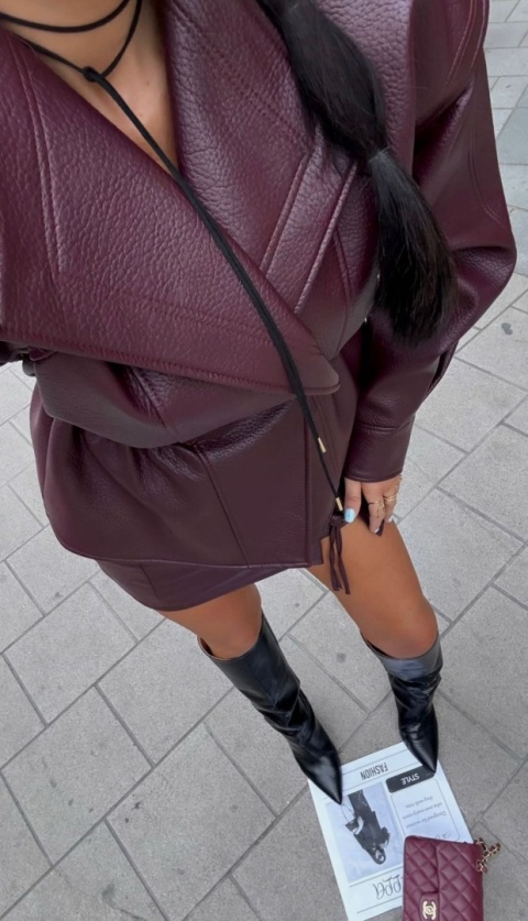 Kurtka skórzana Classy Burgund